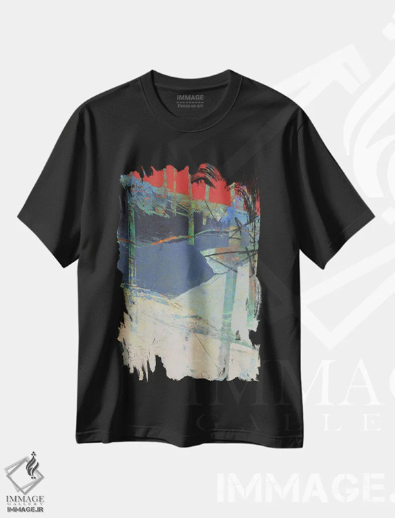 تیشرت مشکی طرح دار درختان زمستانی، آبستره اثر لوری هاف | immage.ir