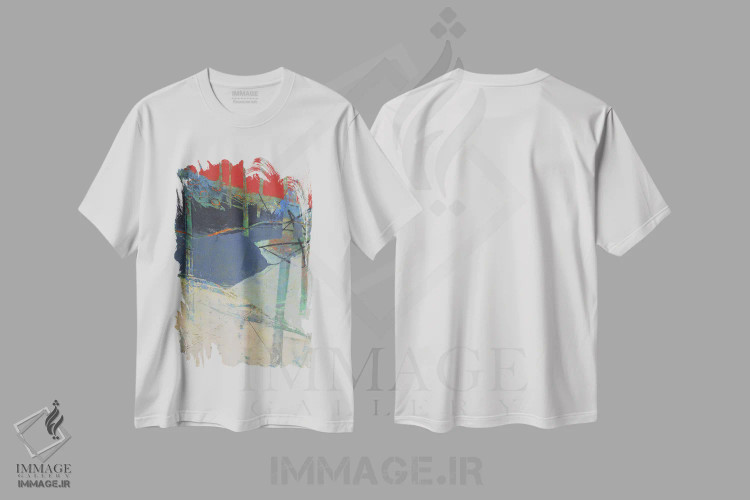 تیشرت سفید طرح دار درختان زمستانی، آبستره اثر لوری هاف | فروشگاه ایماژ