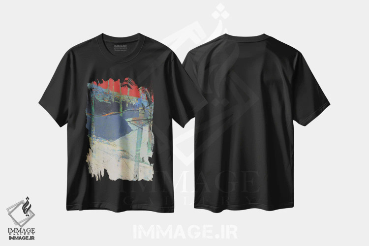 تیشرت مشکی طرح دار درختان زمستانی، آبستره اثر لوری هاف | immage.ir