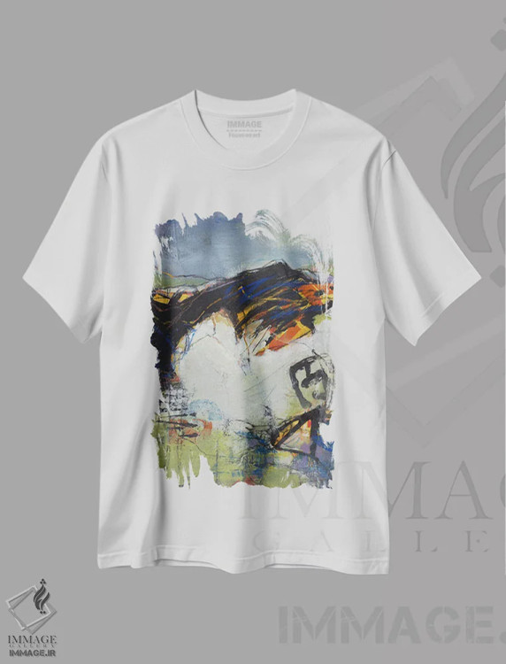 تیشرت سفید طرح دار تپه های سیاه اثر لوری هاف | immage.ir