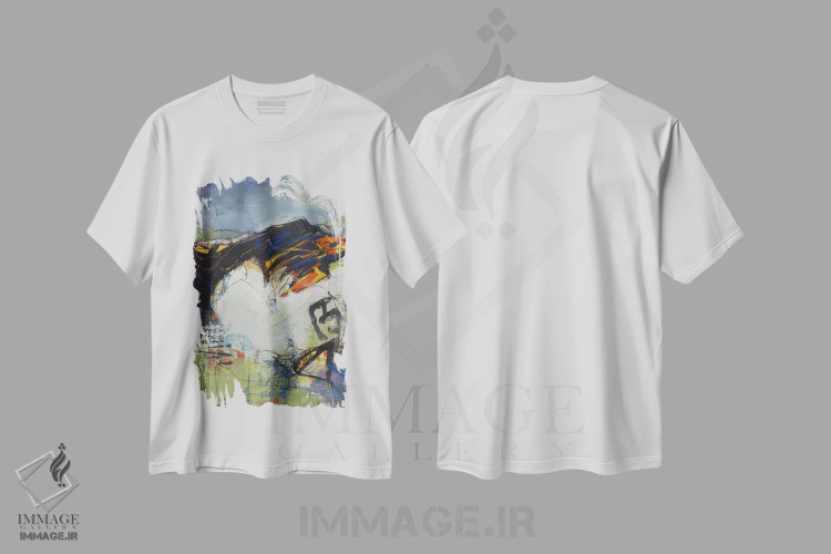 تیشرت سفید طرح دار تپه های سیاه اثر لوری هاف | immage.ir