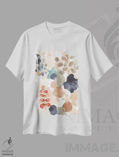 تیشرت سفید طرح دار طبیعت آرام IV، آبستره اثر لورا هورن | فروشگاه ایماژ