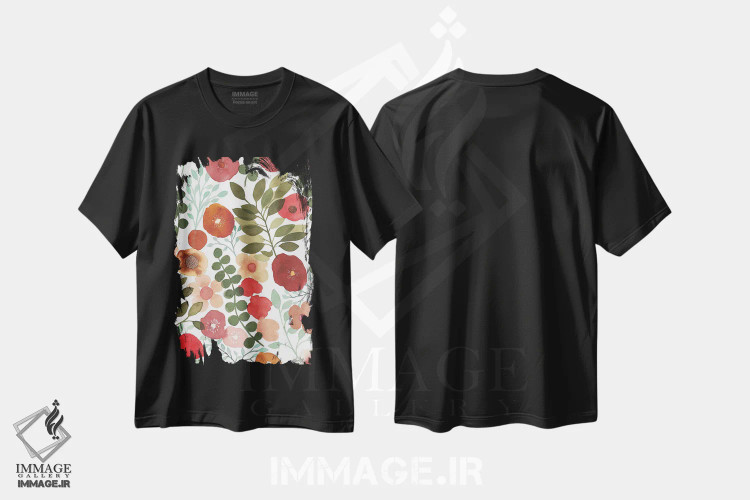 تیشرت مشکی طرح دار رقص باغ II، دکور معاصر اثر لورا هورن | immage.ir