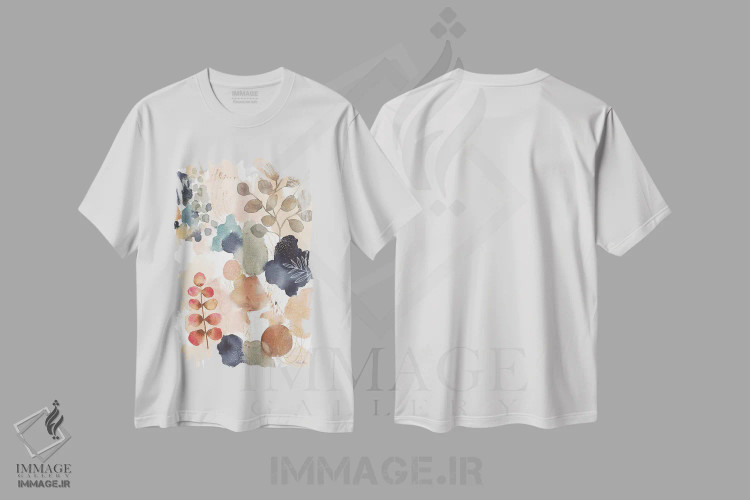 تیشرت سفید طرح دار طبیعت آرام IV، آبستره اثر لورا هورن | فروشگاه ایماژ
