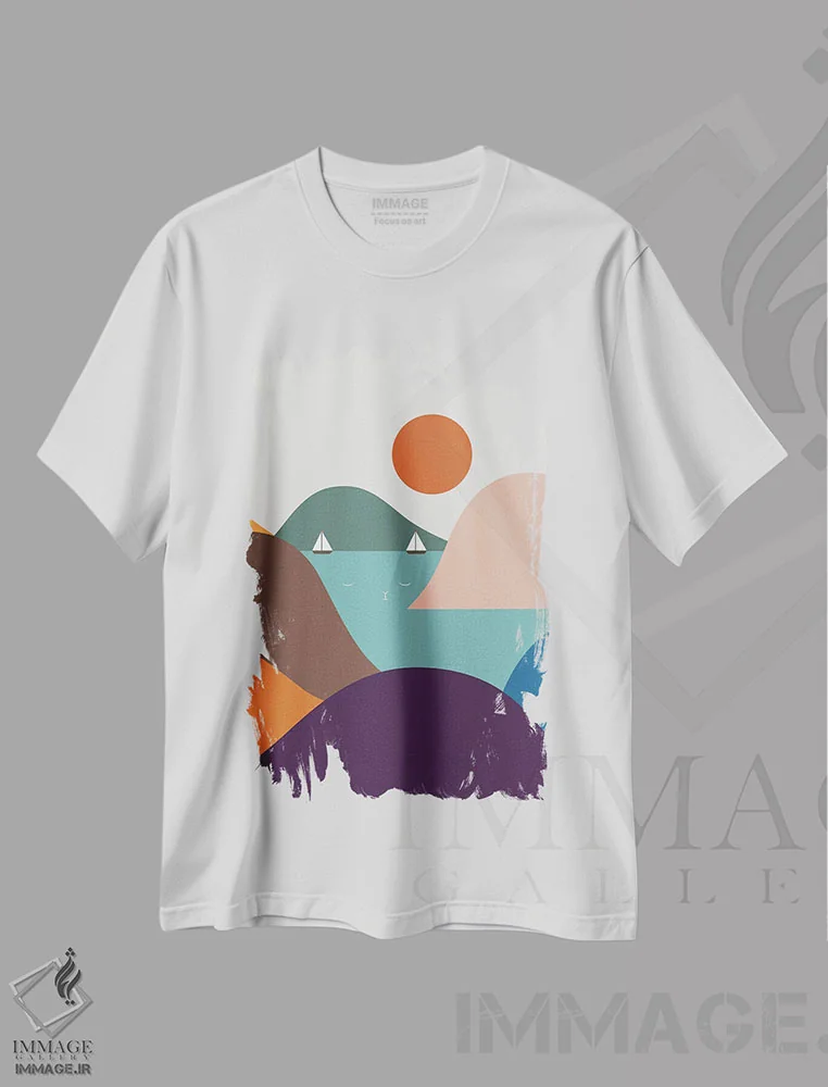 تیشرت سفید طرح دار چشم انداز گربه XII، تزئینی اثر لیم هنگ سوی | فروشگاه ایماژ