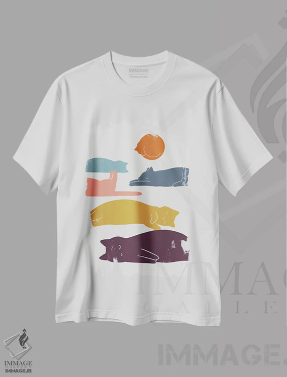تیشرت سفید طرح دار چشم انداز گربه XI، تزئینی اثر لیم هنگ سوی | immage.ir