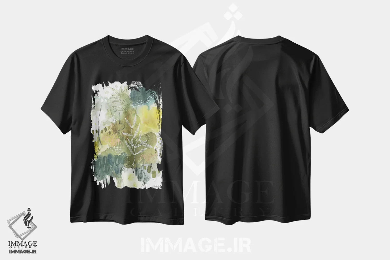 تیشرت مشکی طرح دار طلای طبیعت II، آبستره اثر لورا هورن | immage.ir