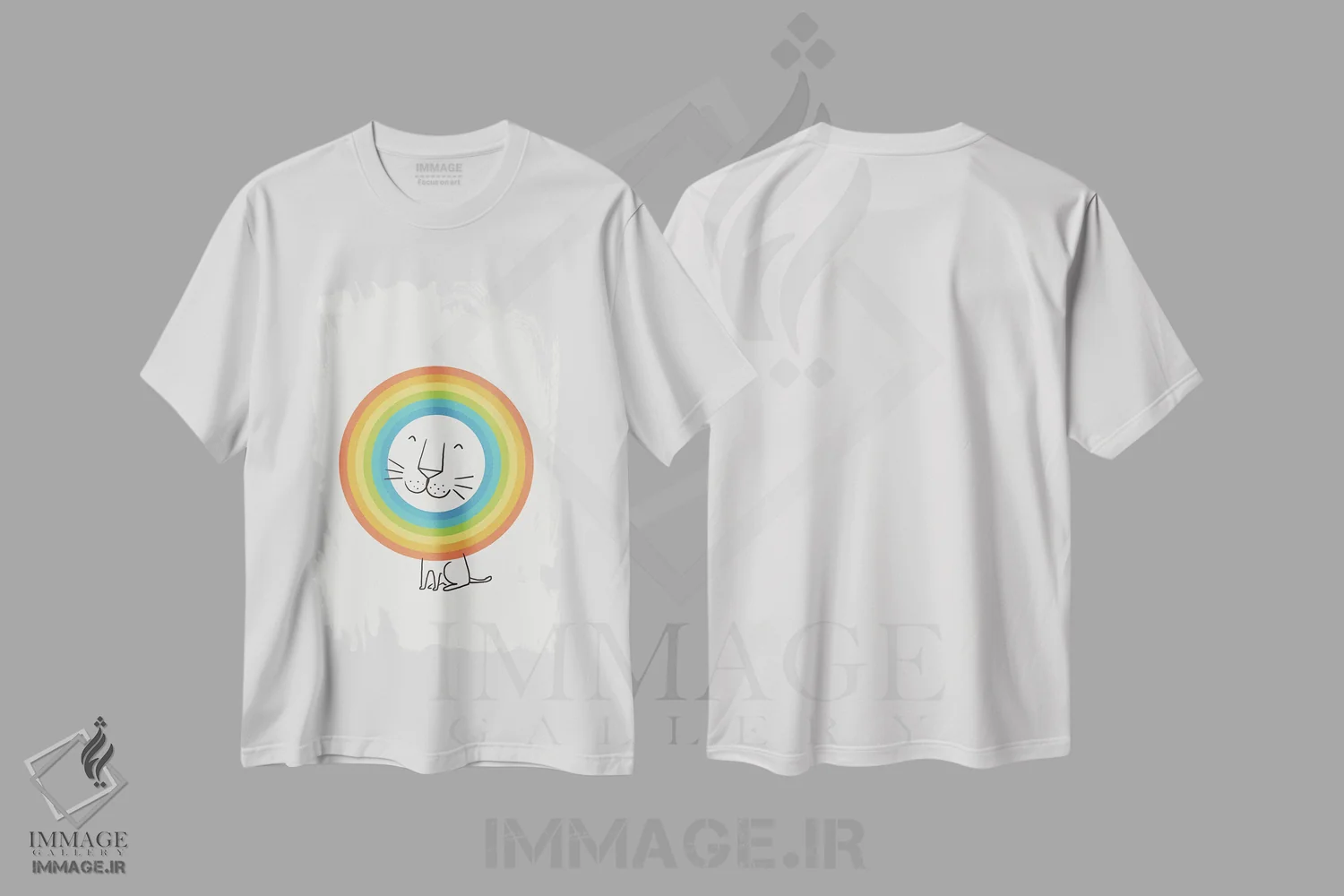 تیشرت سفید طرح دار یک شیر خوشحال، تزئینی اثر لیم هنگ سوی | immage.ir