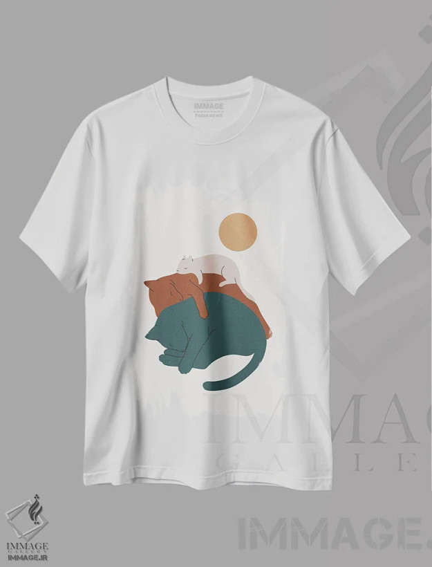 تیشرت سفید طرح دار چشم انداز گربه XVII، تزئینی اثر لیم هنگ سوی | فروشگاه ایماژ