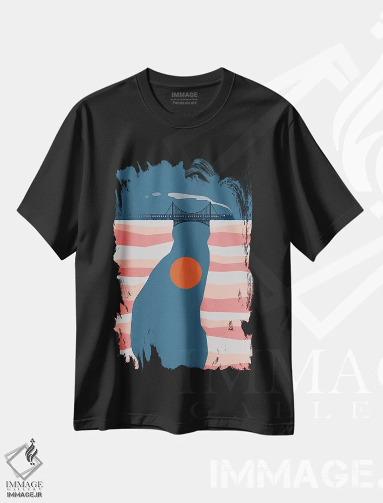 تیشرت مشکی طرح دار چشم انداز گربه XIV، تزئینی اثر لیم هنگ سوی | فروشگاه ایماژ