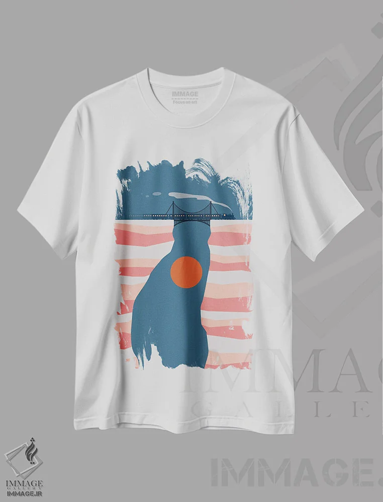تیشرت سفید طرح دار چشم انداز گربه XIV، تزئینی اثر لیم هنگ سوی | immage.ir