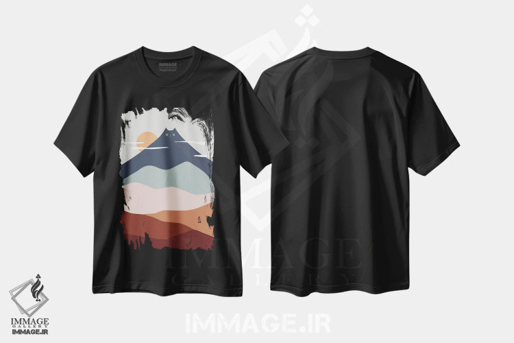 تیشرت مشکی طرح دار چشم انداز گربه XXI، تزئینی اثر لیم هنگ سوی | فروشگاه ایماژ