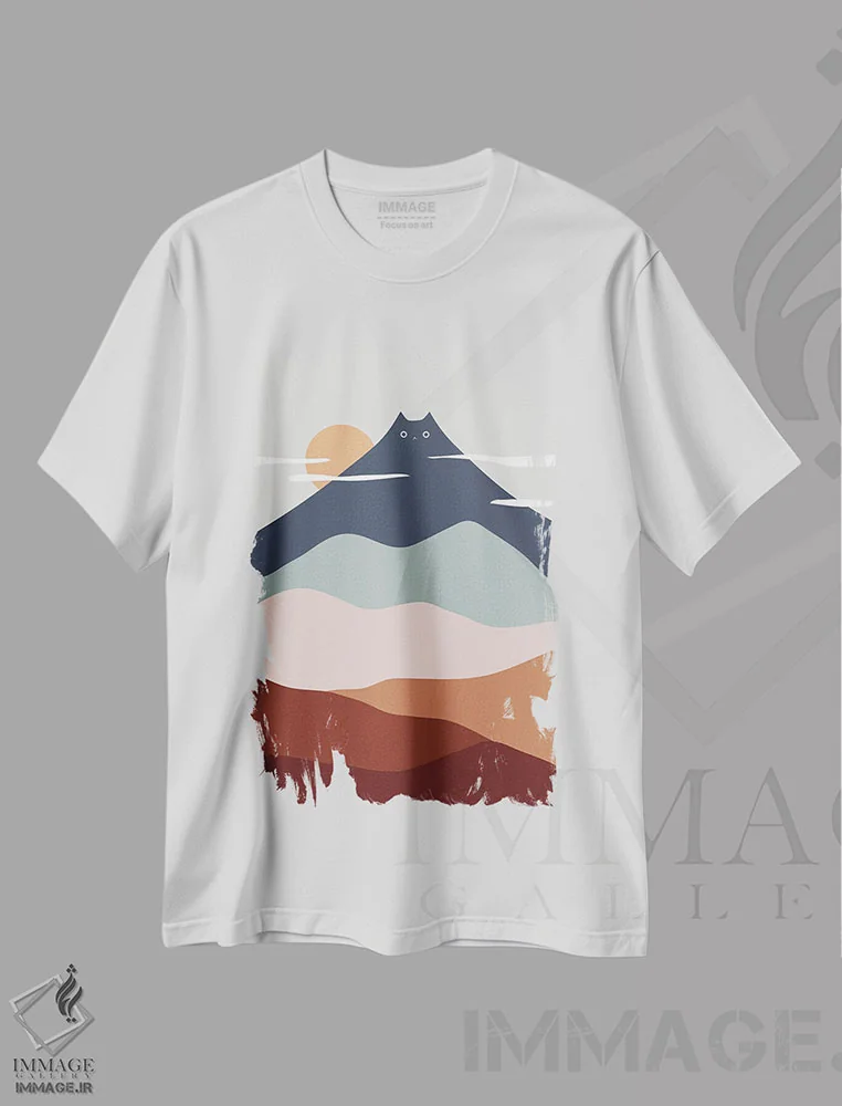 تیشرت سفید طرح دار چشم انداز گربه XXI، تزئینی اثر لیم هنگ سوی | immage.ir
