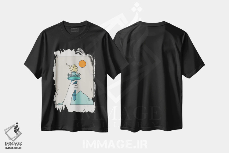 تیشرت مشکی طرح دار چشم انداز گربه XXII، هنر دیجیتال اثر لیم هنگ سوی | immage.ir
