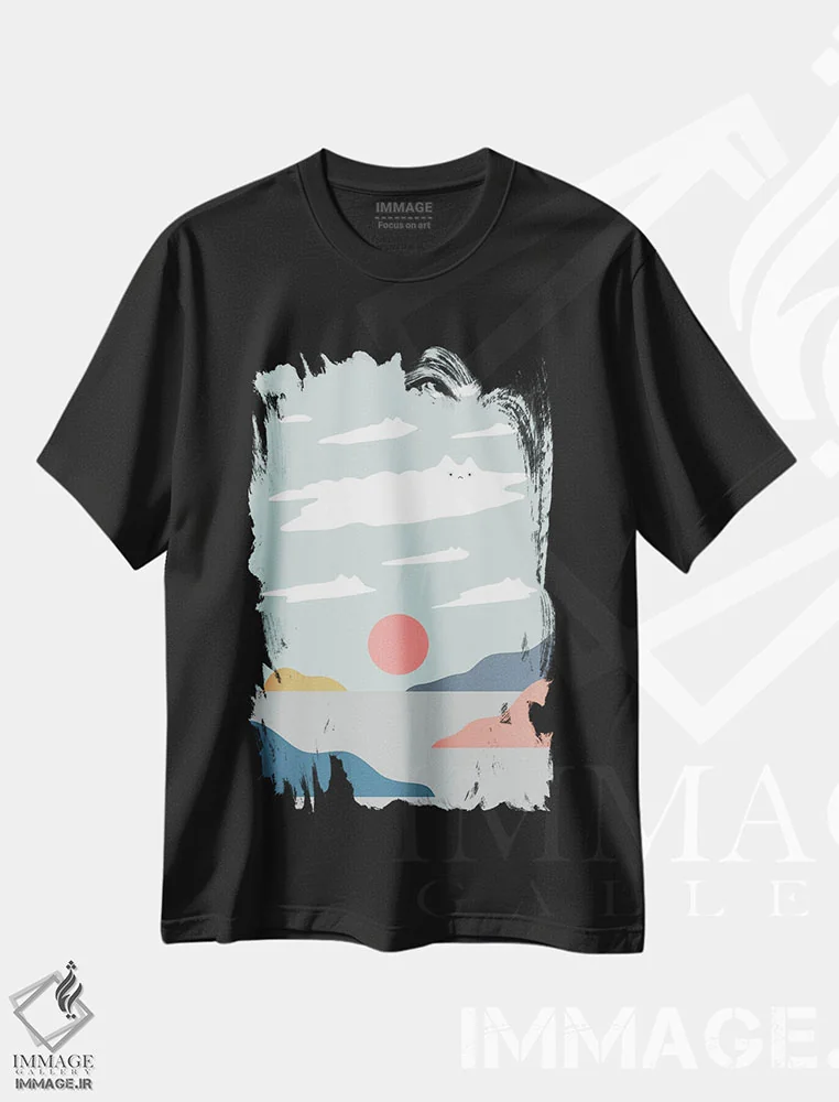 تیشرت مشکی طرح دار چشم انداز گربه XXIII، تزئینی اثر لیم هنگ سوی | immage.ir