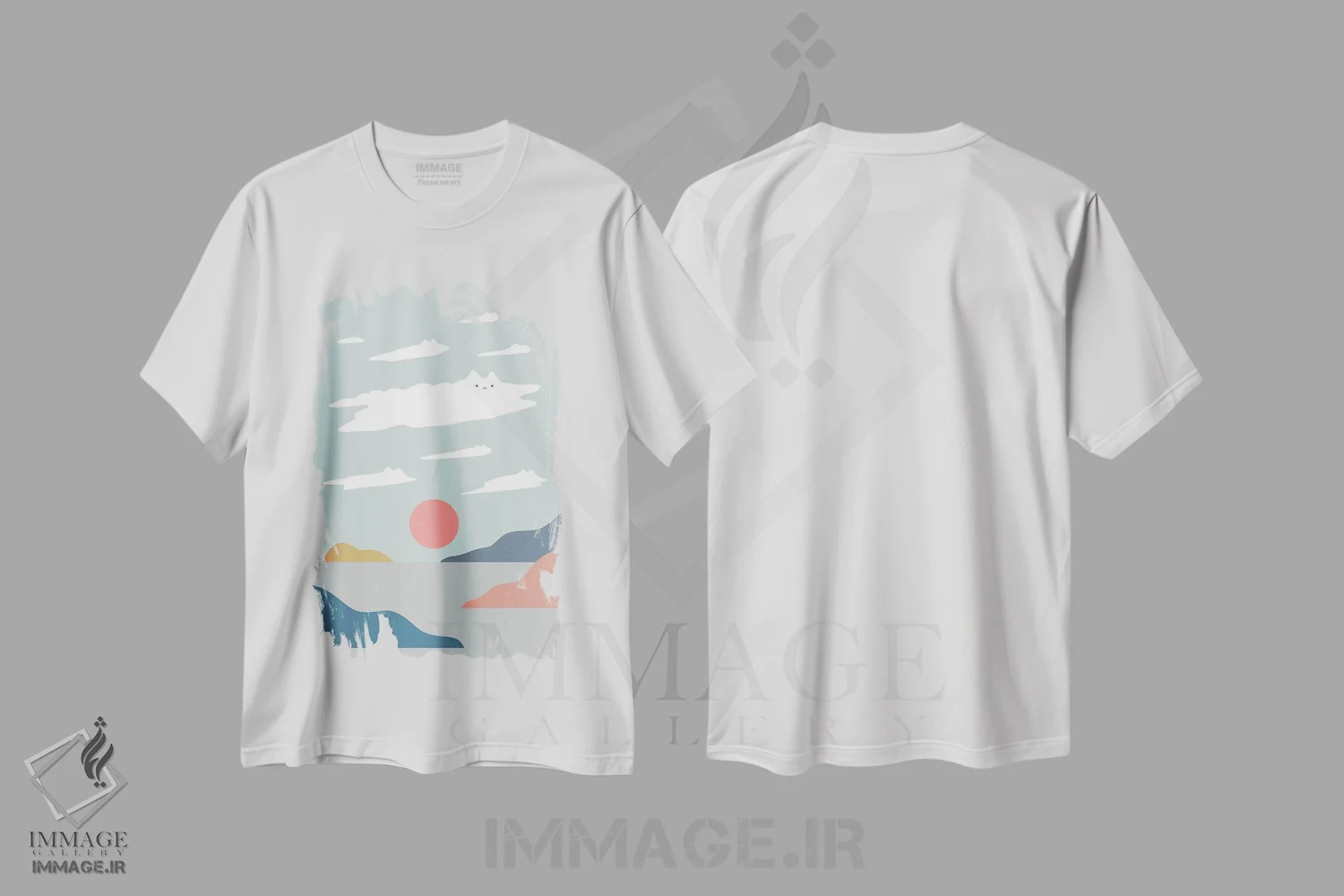 تیشرت سفید طرح دار چشم انداز گربه XXIII، تزئینی اثر لیم هنگ سوی | فروشگاه ایماژ