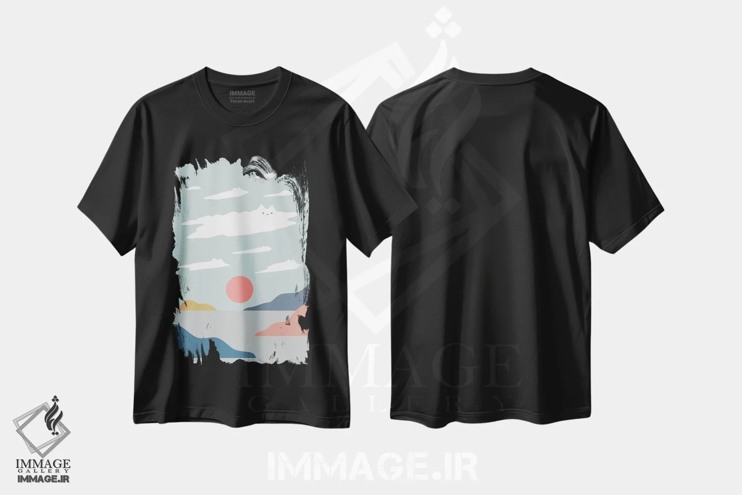 تیشرت مشکی طرح دار چشم انداز گربه XXIII، تزئینی اثر لیم هنگ سوی | immage.ir