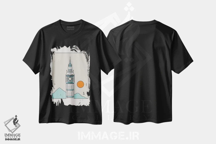 تیشرت مشکی طرح دار چشم انداز گربه XXIV، هنر دیجیتال اثر لیم هنگ سوی | فروشگاه ایماژ