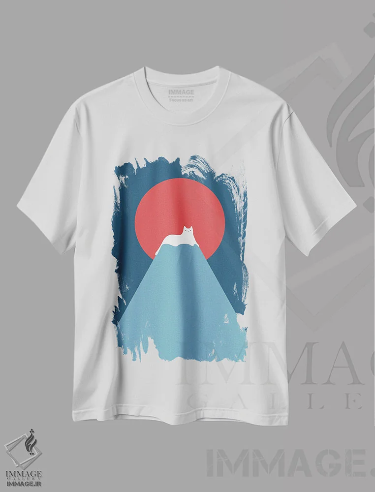تیشرت سفید طرح دار چشم انداز گربه XXVIII-D، تزئینی اثر لیم هنگ سوی | فروشگاه ایماژ