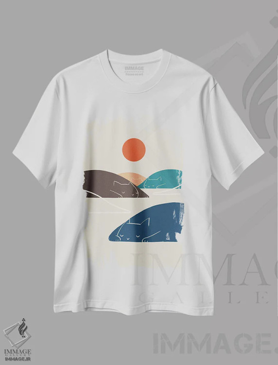 تیشرت سفید طرح دار چشم انداز گربه I، تزئینی اثر لیم هنگ سوی | immage.ir