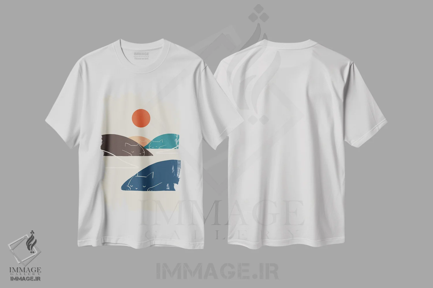 تیشرت سفید طرح دار چشم انداز گربه I، تزئینی اثر لیم هنگ سوی | immage.ir
