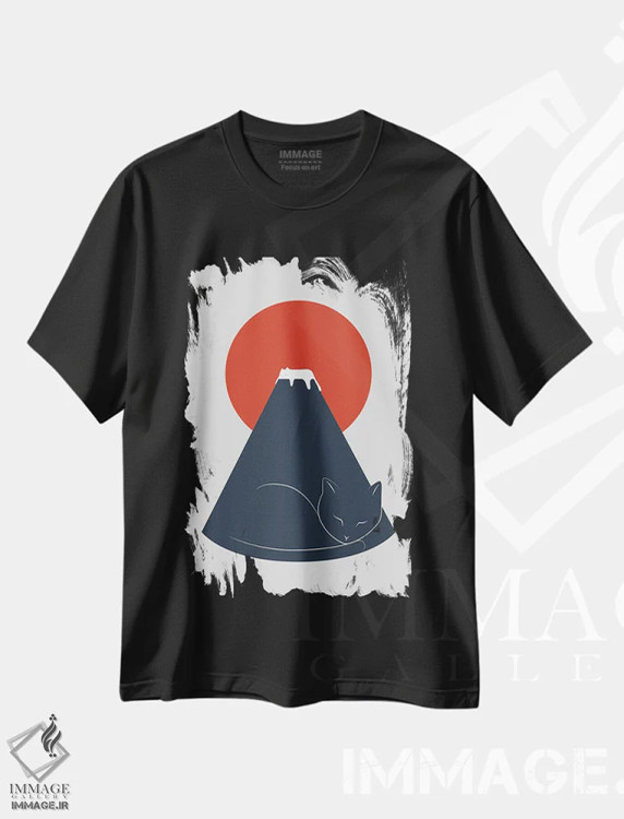 تیشرت مشکی طرح دار چشم انداز گربه XXXVI، هنر دیجیتال اثر لیم هنگ سوی | فروشگاه ایماژ