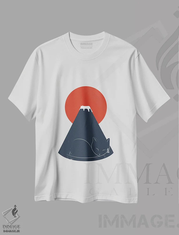 تیشرت سفید طرح دار چشم انداز گربه XXXVI، هنر دیجیتال اثر لیم هنگ سوی | immage.ir