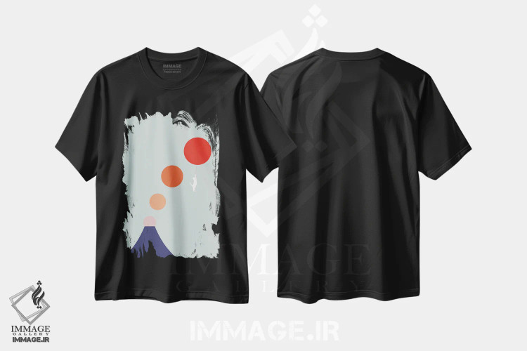 تیشرت مشکی طرح دار چشم انداز گربه XXXIX، تزئینی اثر لیم هنگ سوی | فروشگاه ایماژ