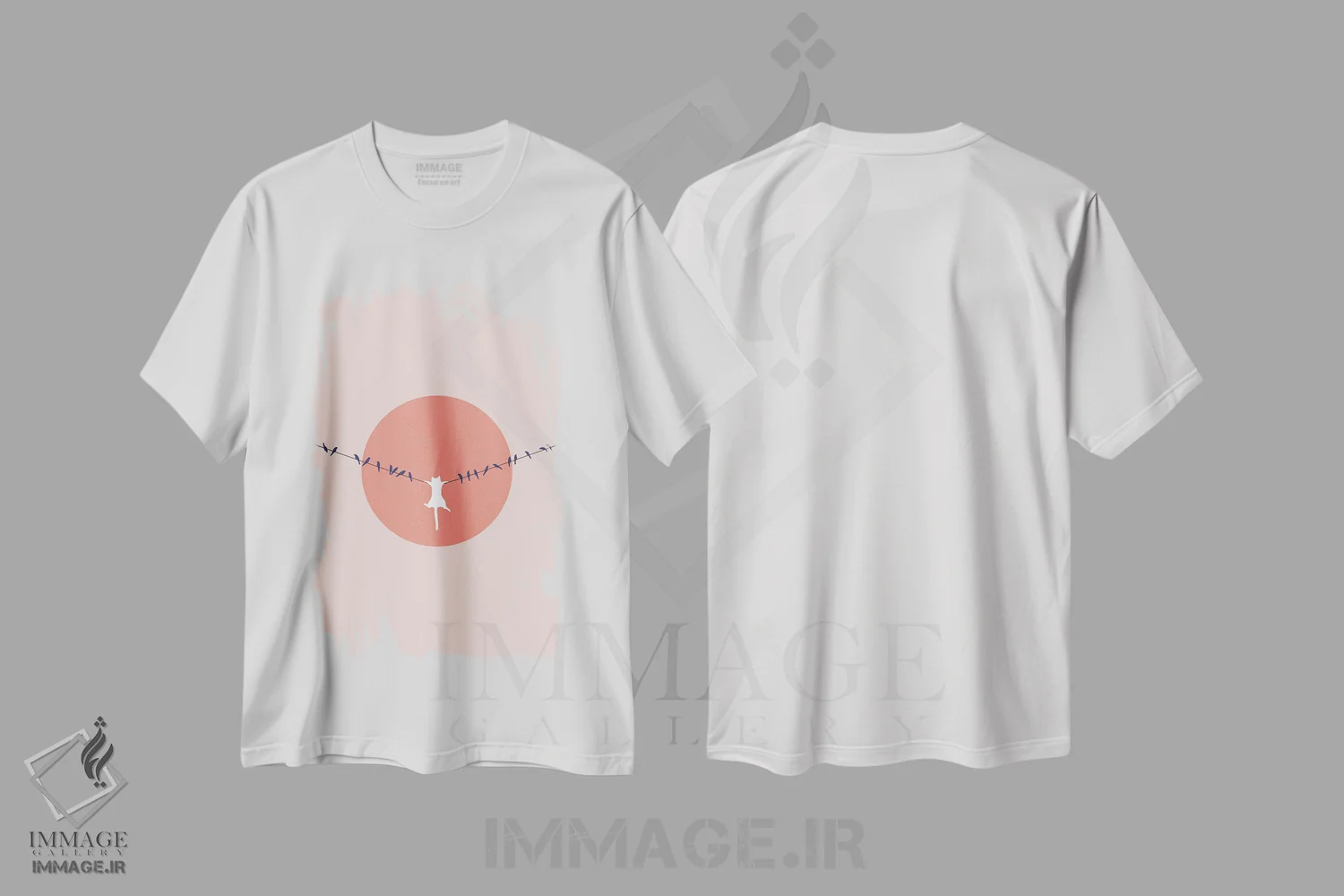 تیشرت سفید طرح دار چشم انداز گربه XL، تزئینی اثر لیم هنگ سوی | فروشگاه ایماژ