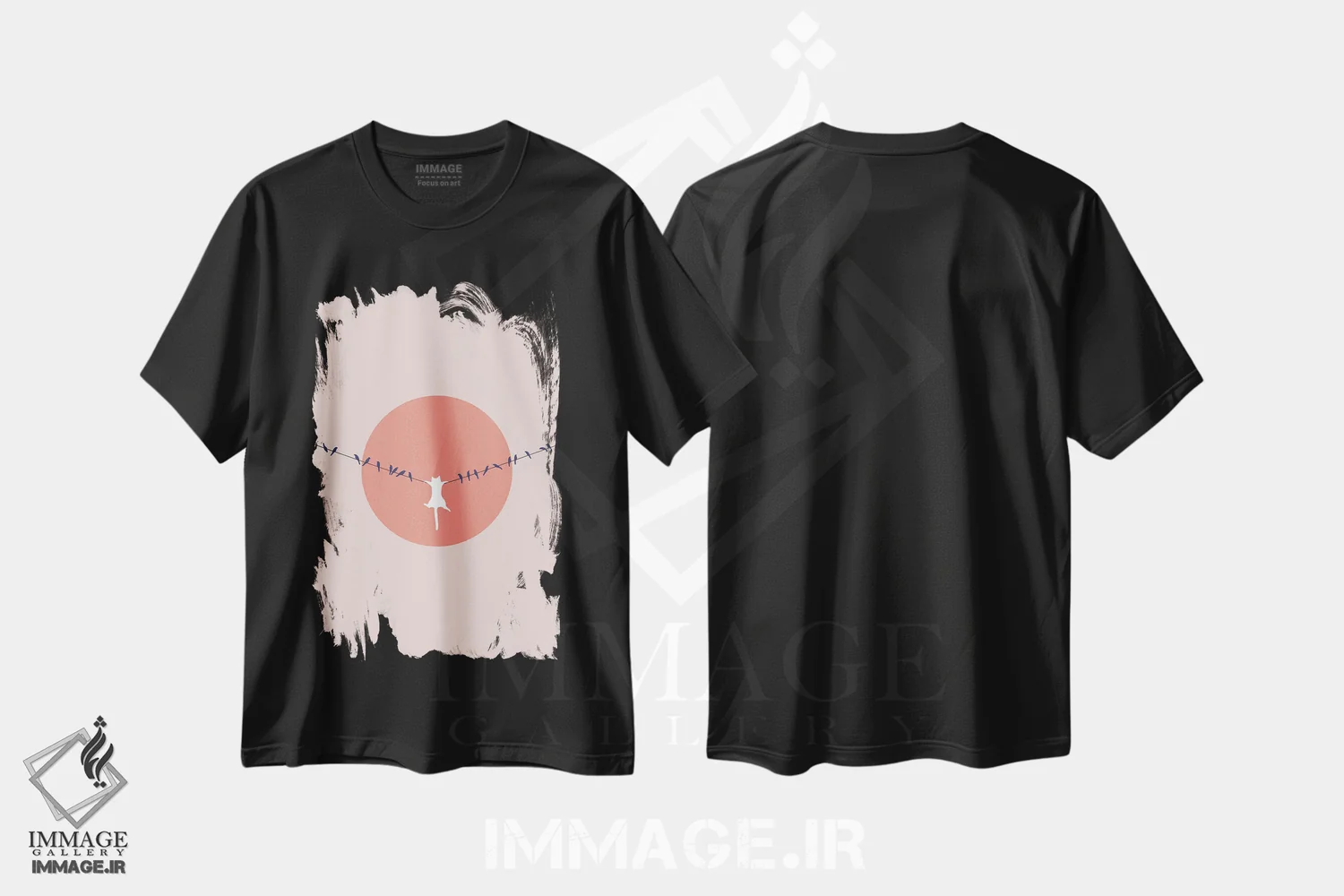 تیشرت مشکی طرح دار چشم انداز گربه XL، تزئینی اثر لیم هنگ سوی | immage.ir