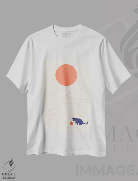 تیشرت سفید طرح دار چشم انداز گربه XLI، تزئینی اثر لیم هنگ سوی | immage.ir
