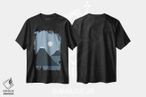تیشرت مشکی طرح دار منظرهٔ گربه شماره ۴۴، هنر دیجیتال اثر لیم هنگ سوی | فروشگاه ایماژ