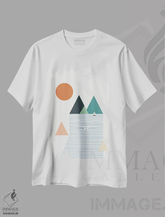 تیشرت سفید طرح دار منظرهٔ گربه شماره ۵۲، تزئینی اثر لیم هنگ سوی | فروشگاه ایماژ