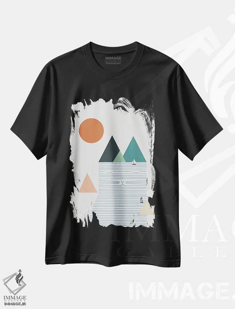 تیشرت مشکی طرح دار منظرهٔ گربه شماره ۵۲، تزئینی اثر لیم هنگ سوی | immage.ir