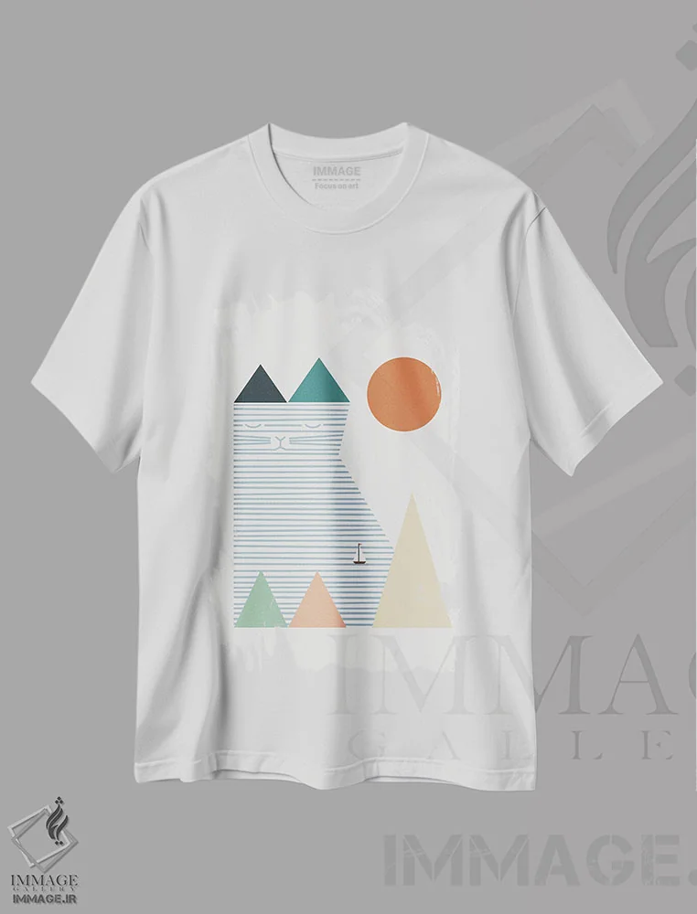 تیشرت سفید طرح دار منظرهٔ گربه شماره ۵۳، تزئینی اثر لیم هنگ سوی | immage.ir