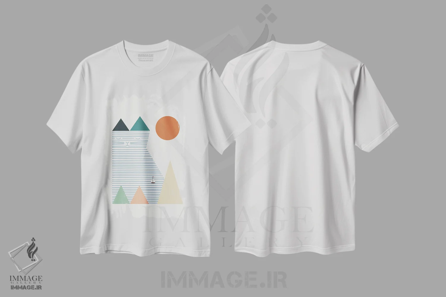 تیشرت سفید طرح دار منظرهٔ گربه شماره ۵۳، تزئینی اثر لیم هنگ سوی | immage.ir