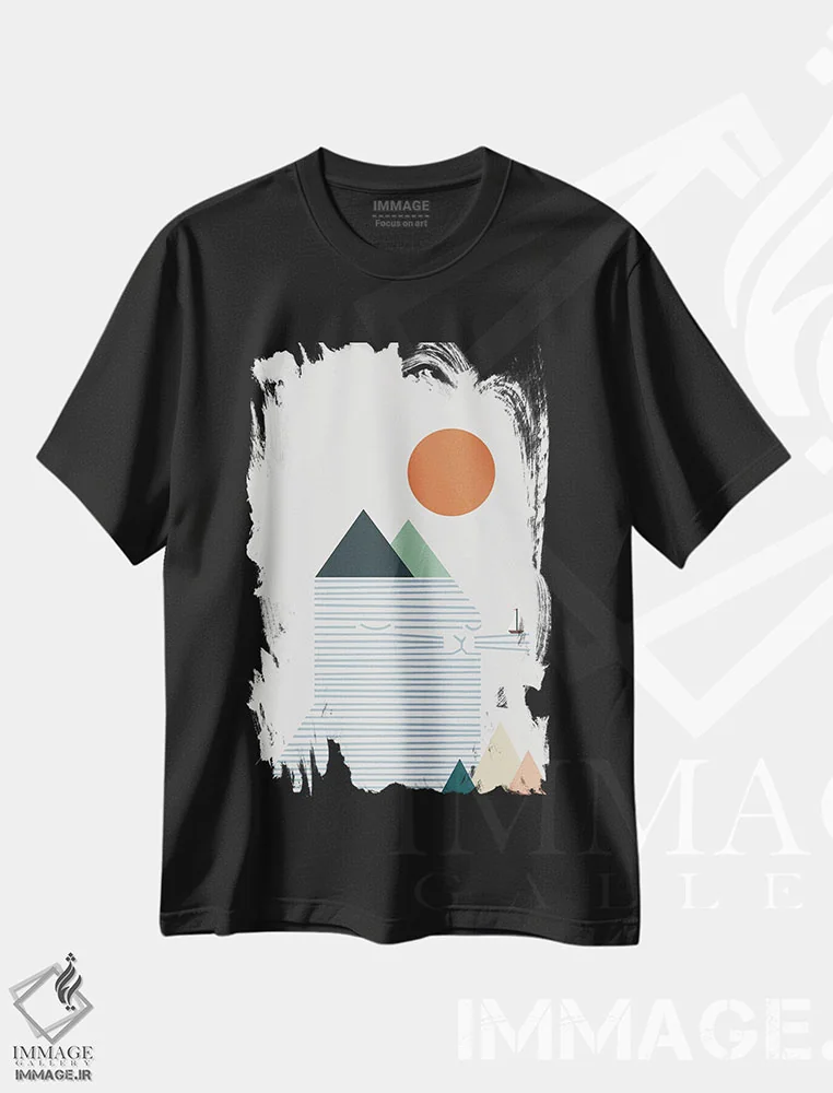 تیشرت مشکی طرح دار منظرهٔ گربه شماره ۵۴، تزئینی اثر لیم هنگ سوی | immage.ir