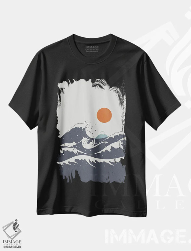 تیشرت مشکی طرح دار منظرهٔ گربه شماره ۵۵-الف، هنر دیجیتال اثر لیم هنگ سوی | فروشگاه ایماژ