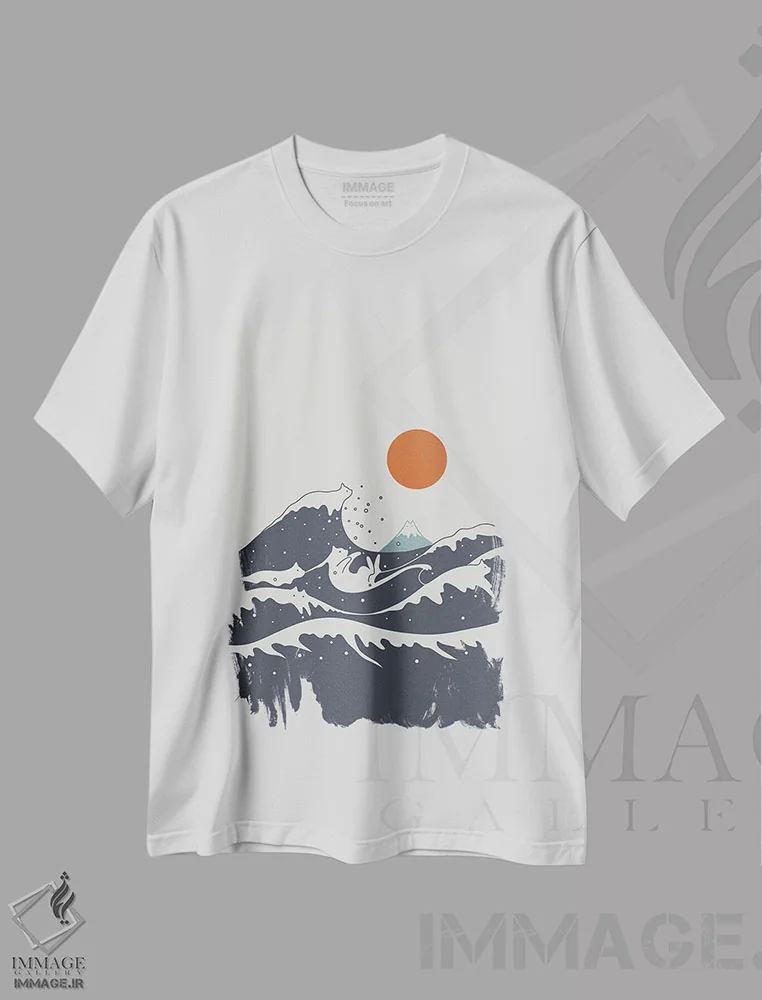 تیشرت سفید طرح دار منظرهٔ گربه شماره ۵۵-الف، هنر دیجیتال اثر لیم هنگ سوی | immage.ir