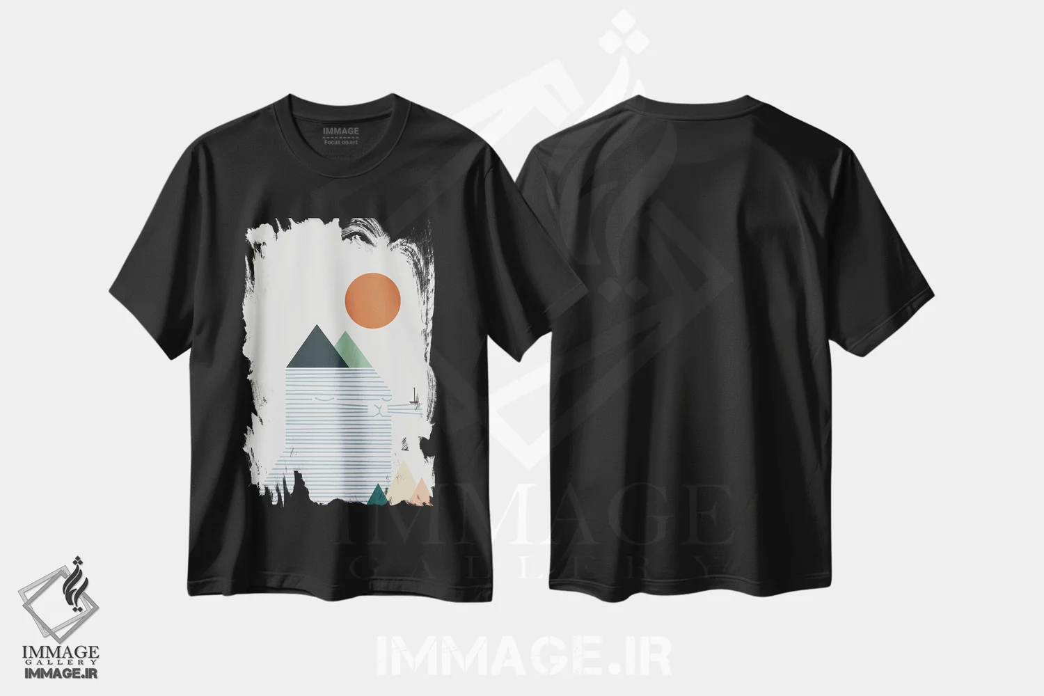 تیشرت مشکی طرح دار منظرهٔ گربه شماره ۵۴، تزئینی اثر لیم هنگ سوی | immage.ir