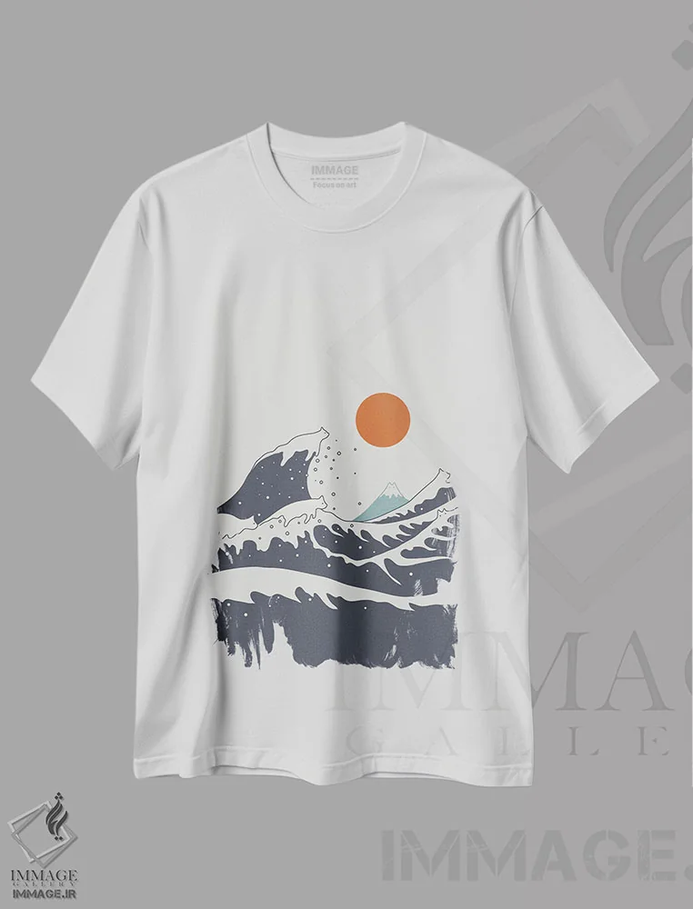 تیشرت سفید طرح دار منظرهٔ گربه شماره ۵۵-ب، هنر دیجیتال اثر لیم هنگ سوی | فروشگاه ایماژ