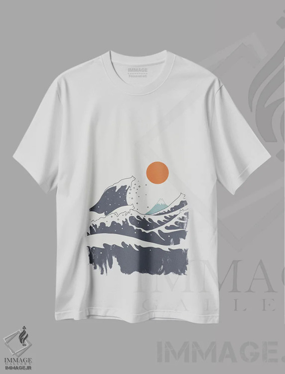 تیشرت سفید طرح دار منظرهٔ گربه شماره ۵۵-ب، هنر دیجیتال اثر لیم هنگ سوی | فروشگاه ایماژ
