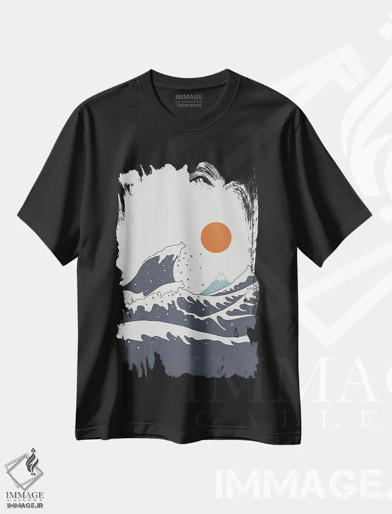 تیشرت مشکی طرح دار منظرهٔ گربه شماره ۵۵-ب، هنر دیجیتال اثر لیم هنگ سوی | immage.ir