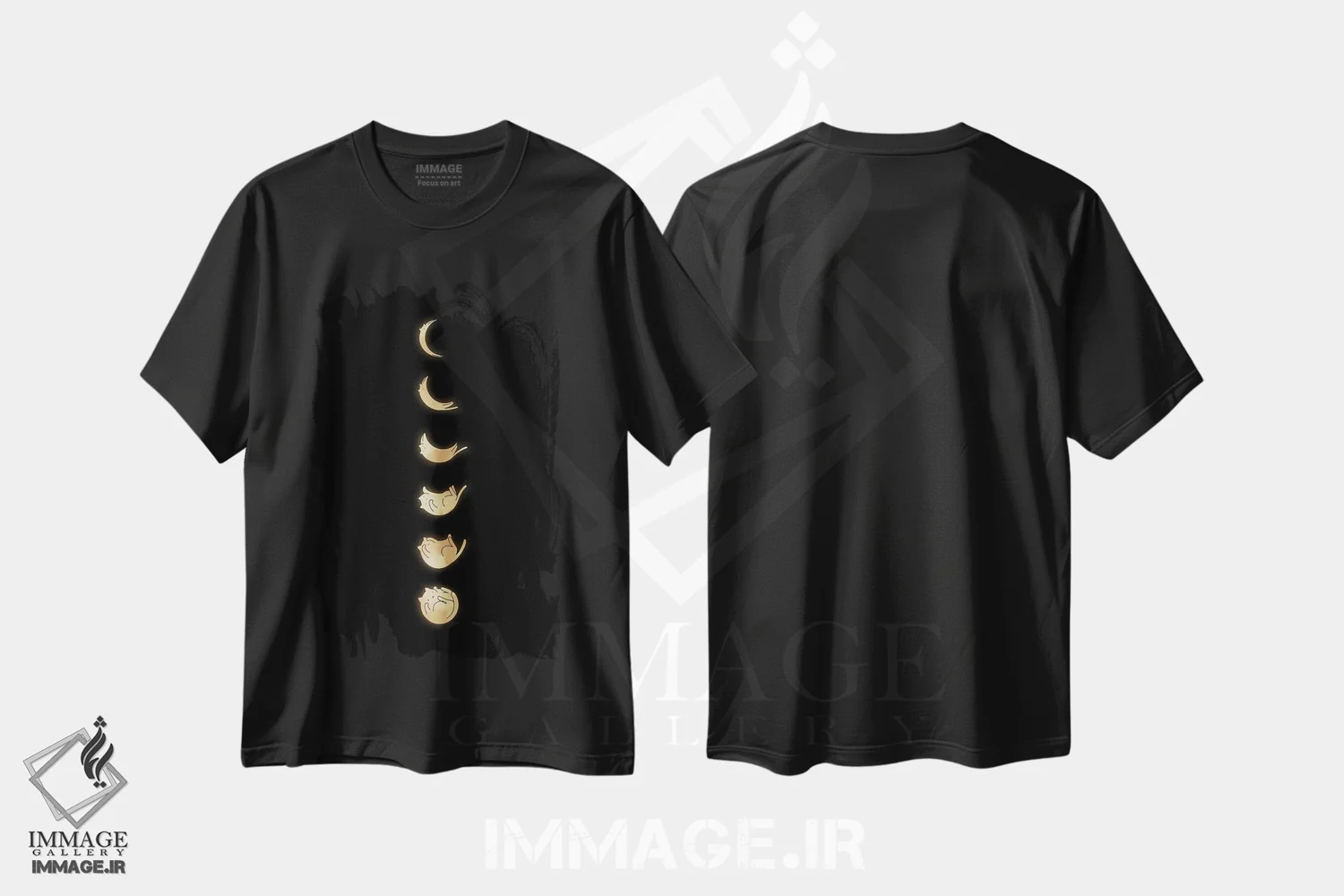 تیشرت مشکی طرح دار منظرهٔ گربه شماره ۵۷، هنر دیجیتال اثر لیم هنگ سوی | فروشگاه ایماژ