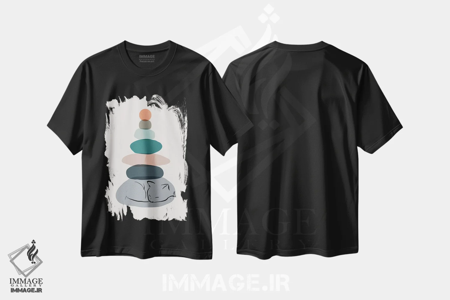تیشرت مشکی طرح دار منظرهٔ گربه شماره ۵۸، تزئینی اثر لیم هنگ سوی | immage.ir