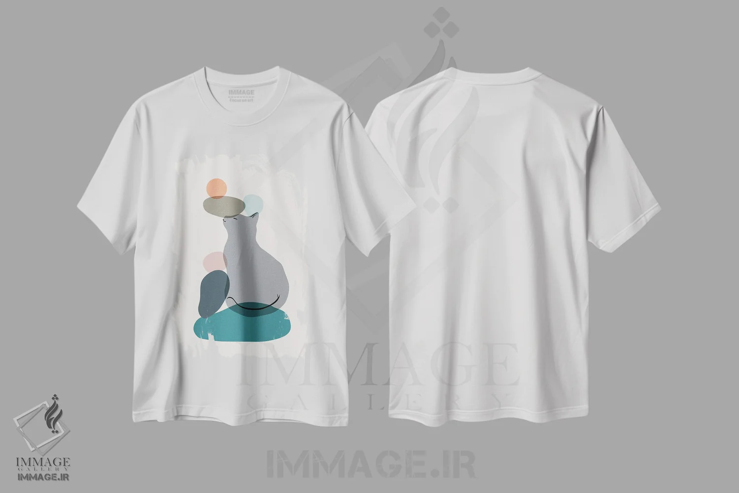 تیشرت سفید طرح دار منظرهٔ گربه شماره ۵۹، تزئینی اثر لیم هنگ سوی | immage.ir