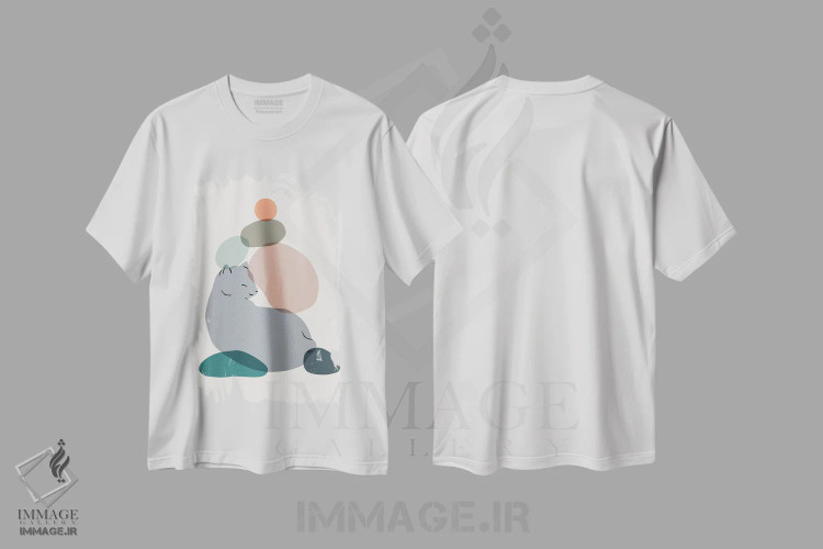 تیشرت سفید طرح دار منظرهٔ گربه شماره ۶۰، تزئینی اثر لیم هنگ سوی | فروشگاه ایماژ
