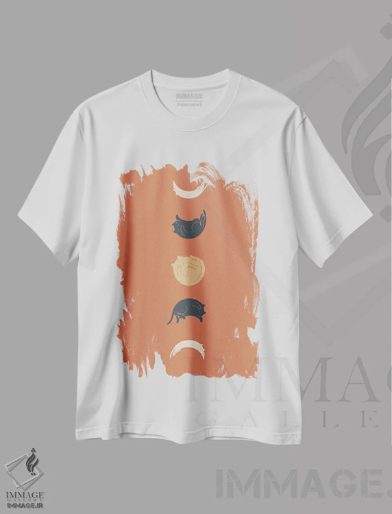 تیشرت سفید طرح دار منظرهٔ گربه شماره ۶۱، هنر دیجیتال اثر لیم هنگ سوی | immage.ir