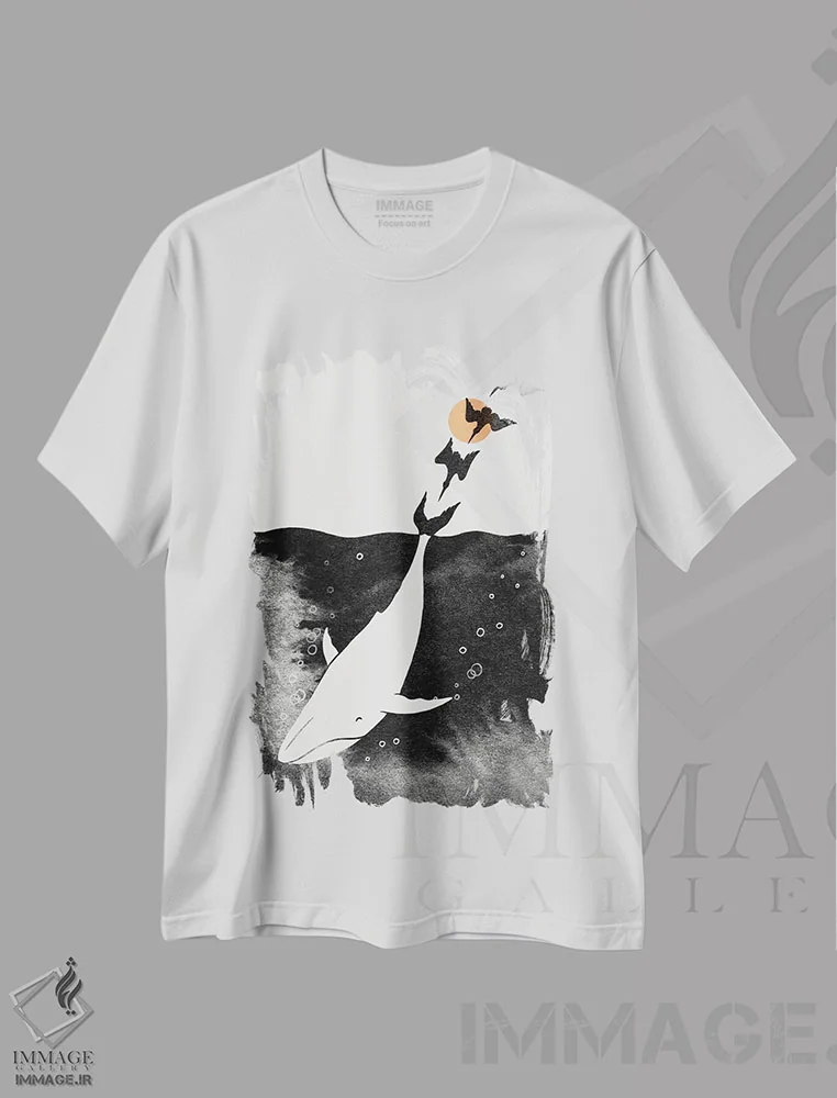 تیشرت سفید طرح دار غرق شدن در خوشبختی، هنر دیجیتال اثر لیم هنگ سوی | immage.ir