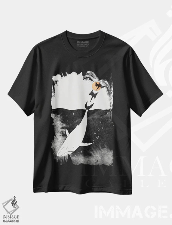 تیشرت مشکی طرح دار غرق شدن در خوشبختی، هنر دیجیتال اثر لیم هنگ سوی | فروشگاه ایماژ